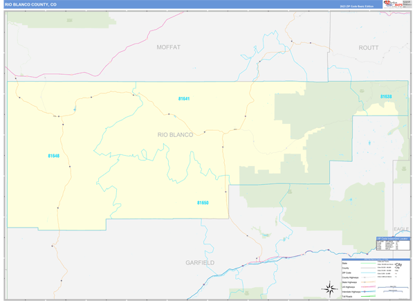 Rio Blanco County, CO Carrier Route Wall Map
